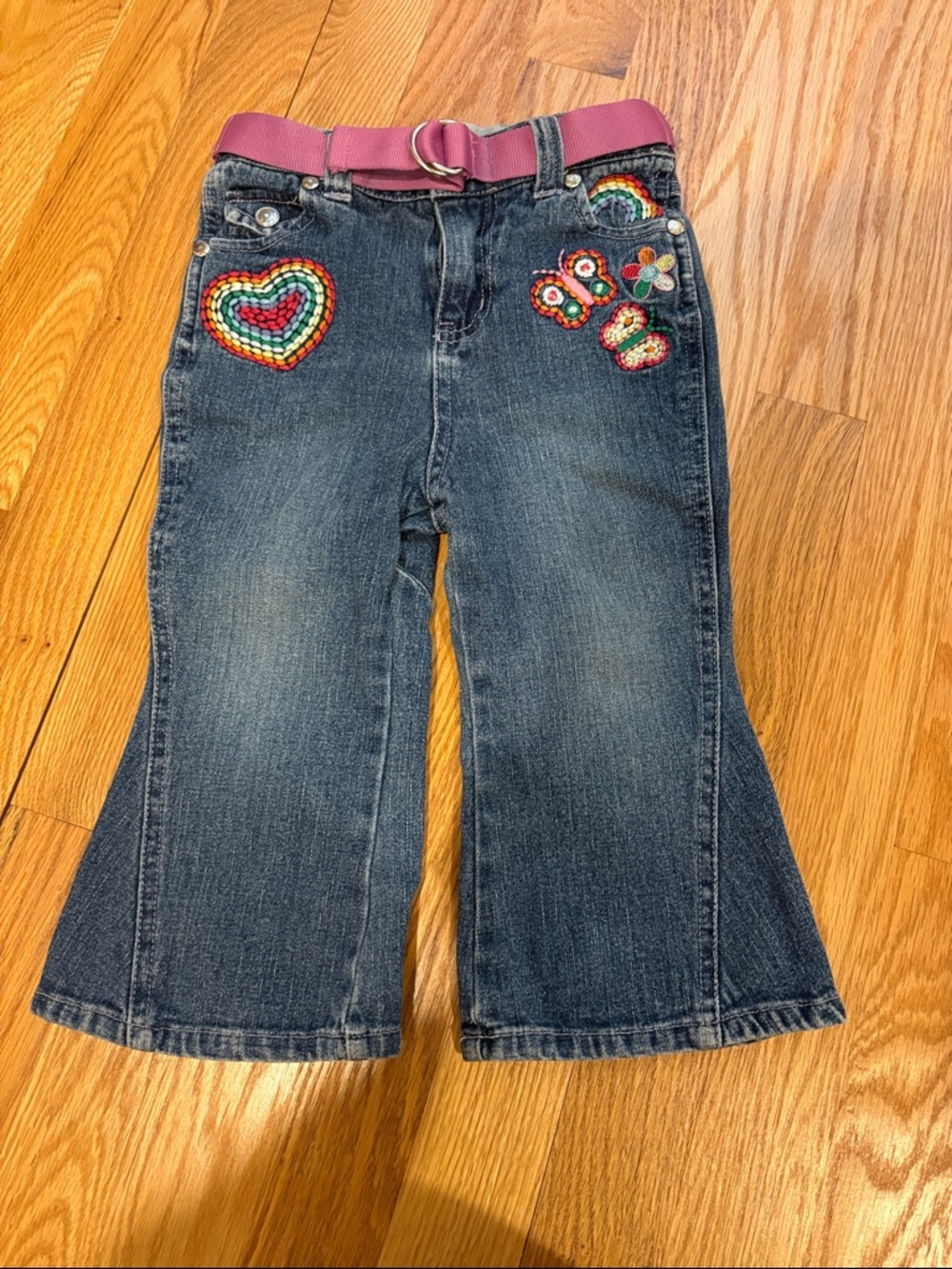 Wonderkids Denim Jeans - size 24mo adorable rainbow 🌈 and butterfly 🦋 embroidery